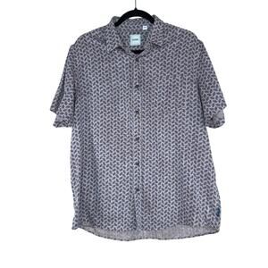 ROWM Men's Button-Down Eagle Bird Print Brown Blue Shirt Large Casual
